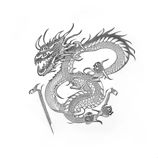 Arm Tattoo With Dragon And Birds