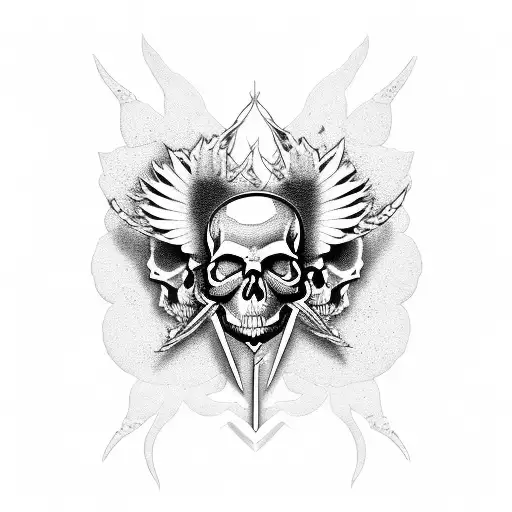 Skull Roses Wings