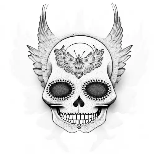 Sugar Skull Roses Wings