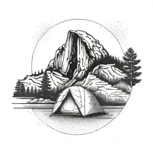 Half-dome Inside Minimalist Tent Near Water