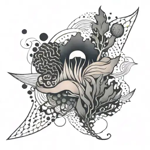 An Abstract Tattoo Representing The Interconnectedness Of Love And The Sea