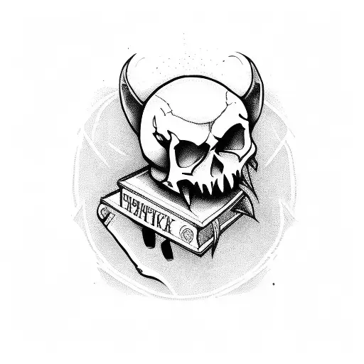 Pixie With Book And Skull In The Hand