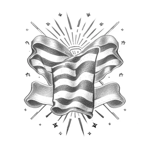 American Flag With Lung Cancer Ribbon