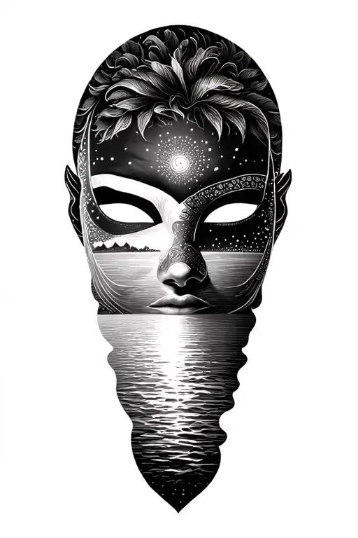 Mask Admiring A Sunset