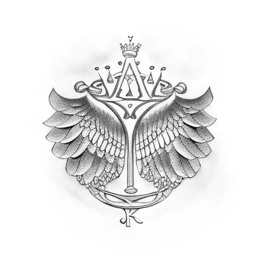 Letter K With A Crown And Wings