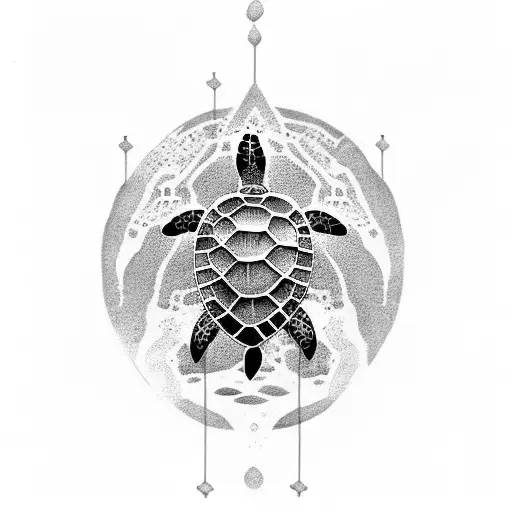 Sea Turtle With Footprints On Sand