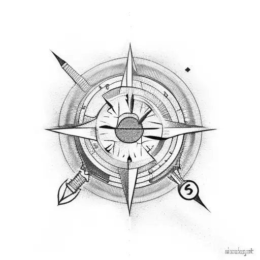 Hourglass With A Compass Inside Of It