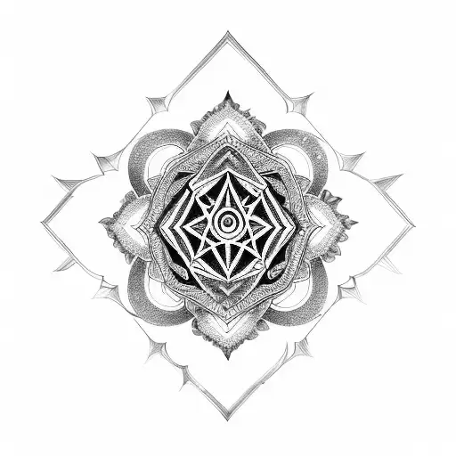 Square Warrior Love Lion Mokhsha Yantra Mandala Lotus Geometric