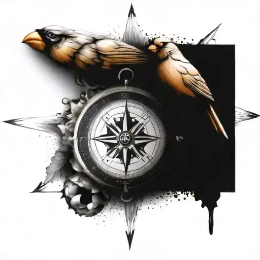 A Compass With Football Symbols As The Cardinal Directions