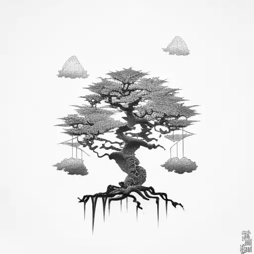 Oak Tree Combined With A Bonsai