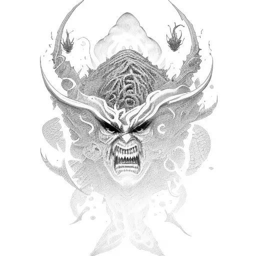 Demon With A Deep Brain Battling With A Man With A Deep Heart