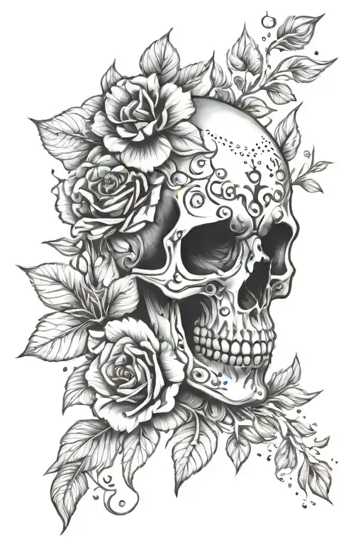 Skull Bremen Flowers Tattoo Intimate Area