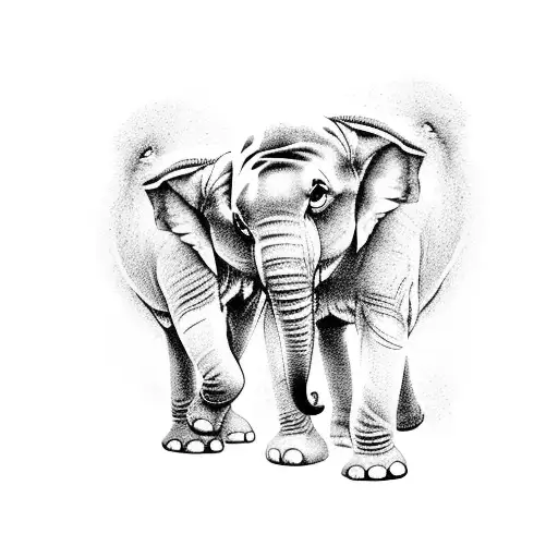 Baby Elephant And Baby Lion