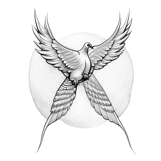Unique Dove Spreading Wings