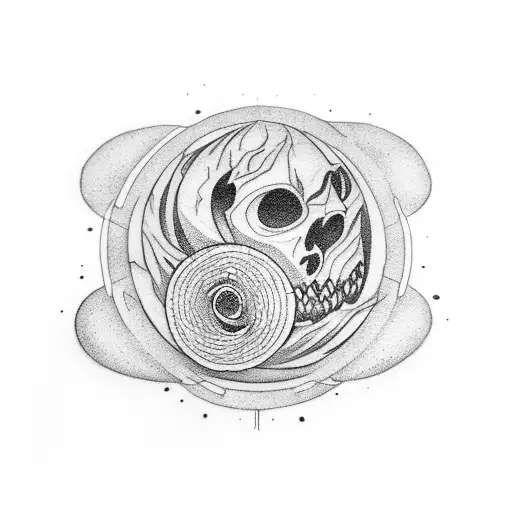 Empty Circle On An Old Stone Surrounded By Flames