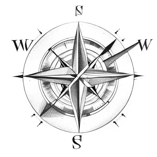 Compass With Lines And Arrow Gor A Underarm