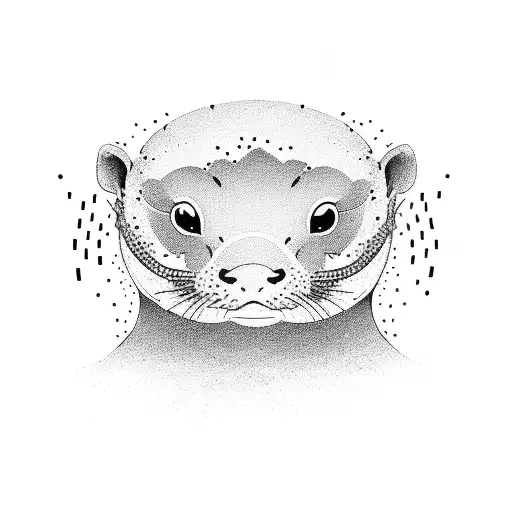 Dancing Otter Line Drawing