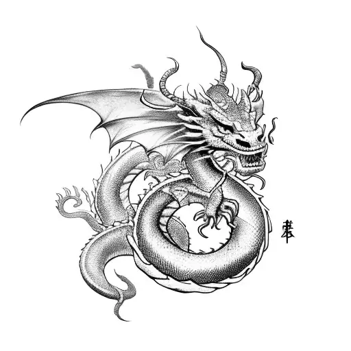 Dragon Coiled Around A Sword