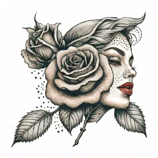 A Woman With A Rose In Full Color