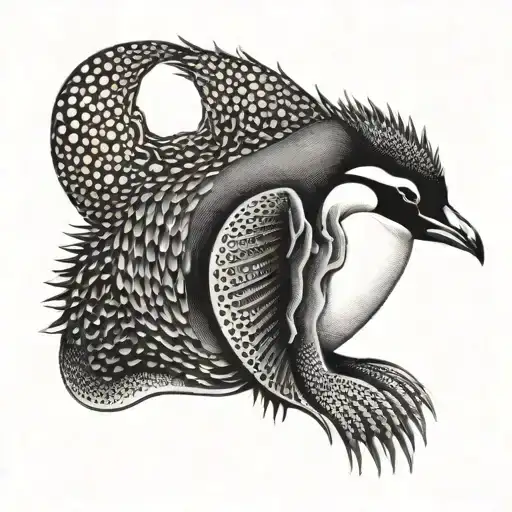 Penguin With A Big Tail On His Head And Spikes On His Stomach