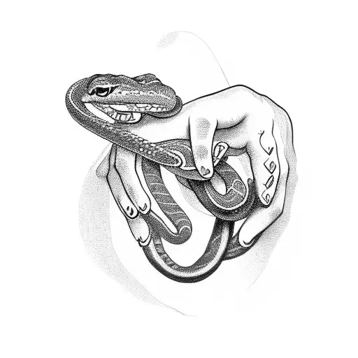 Rosary Wraped Around Hand And Above It Snake Biting Ace Card