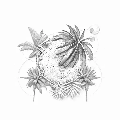 3D Tropical Plant Scene In A Rectangular Frame