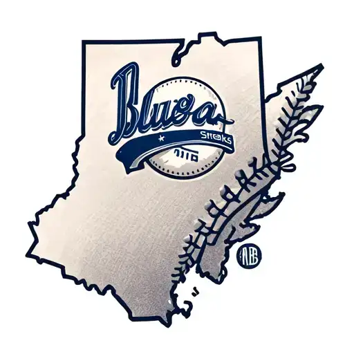 A Saratoga Blue Streaks Themed Baseball Tattoo State Of New York Outline