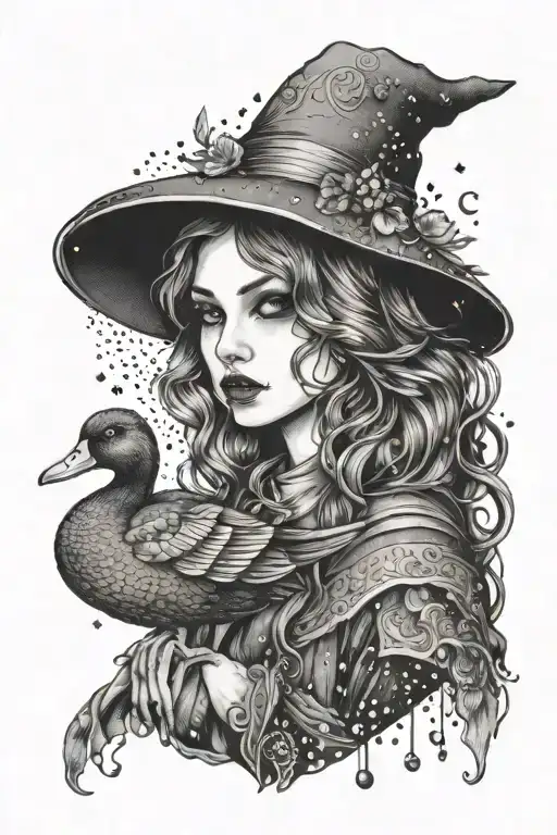 Beautiful Witchy Girl Who Loves Duck