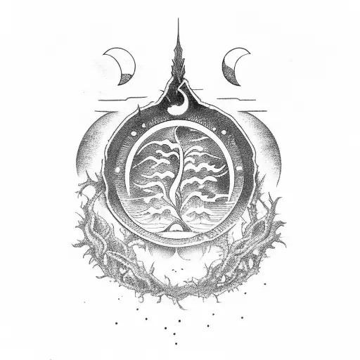 As Above So Below Hands With Moon And Grapevine Imagery