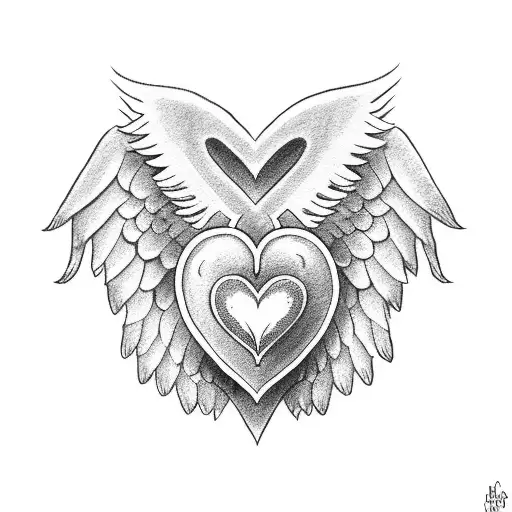 Simple Heart With Angel Wings And A Crown On Top