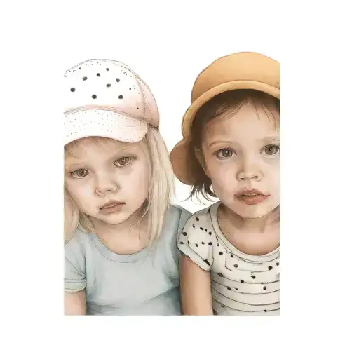 Two Little Girls Wearing Hats