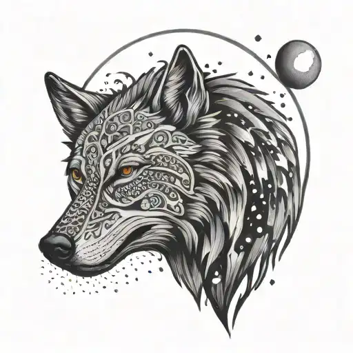 Turkic Wolf And Moon