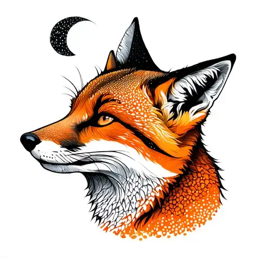 Fox With Forest And Moon