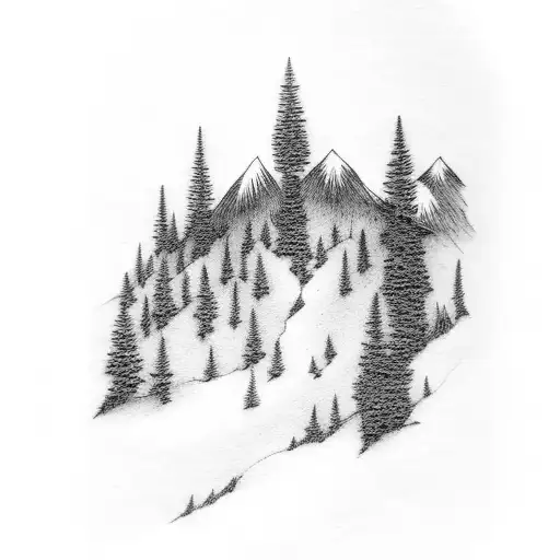 Mountain Scene With Forest Dark Mood