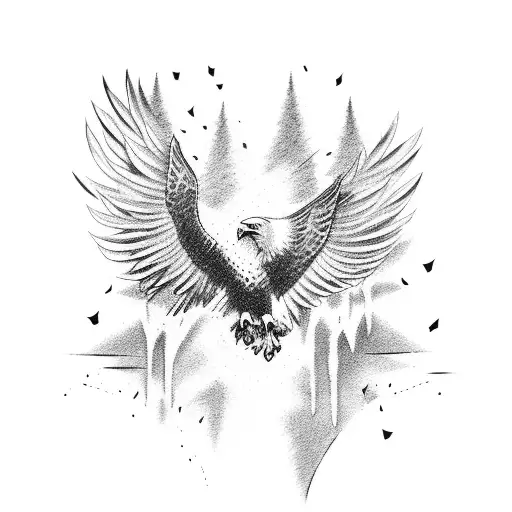 Eagle Fighting Off Crows