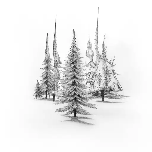 Pine Tree And White Ermine