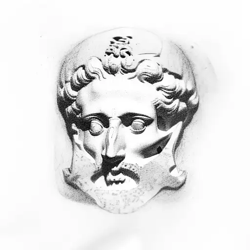 Face Of Marcus Aurelius With A Skull