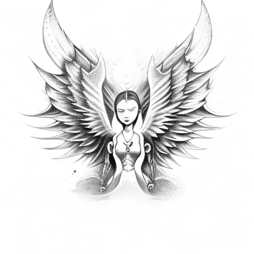 Back Tattoo Angel And Devil Wings