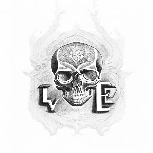 Skull With Letters Memento Mori