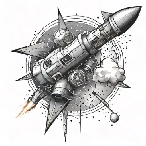 Create A Tattoo Featuring A Mortar System Launching Into Space
