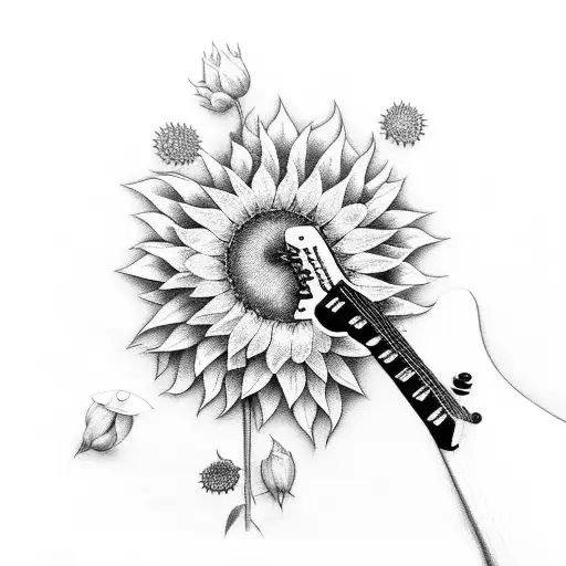 Guitar With Sunflowers