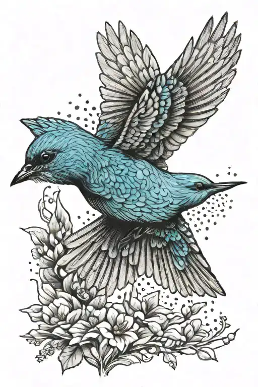 Mountain Bluebird Flying