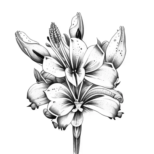 Peruvian Lily And Flowers Botanical Forest Cover Up Black