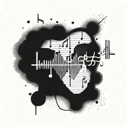 A Heartbeat Line With Musical Notes And Small Silhouettes Of Family Members