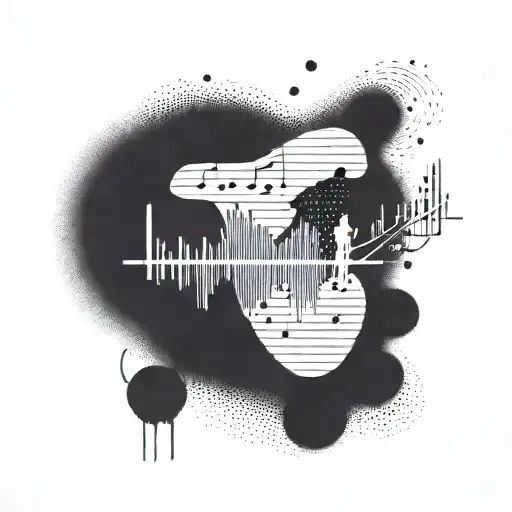 A Heartbeat Line With Musical Notes And Small Silhouettes Of Family Members