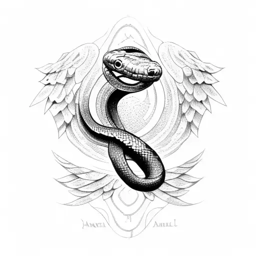 Snake Wrapped Around The Word Angel