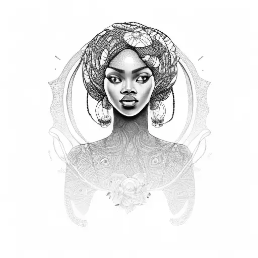 African Woman Surrounded By Roses