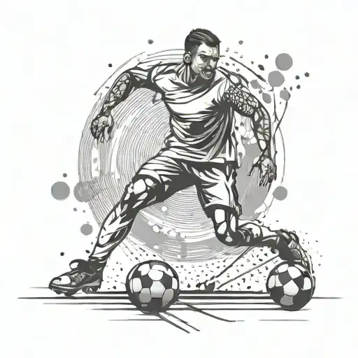 Futuristic Soccer Player With Robotic Enhancements