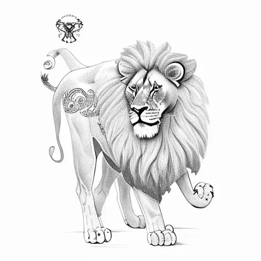 Rose With Lion And Birds