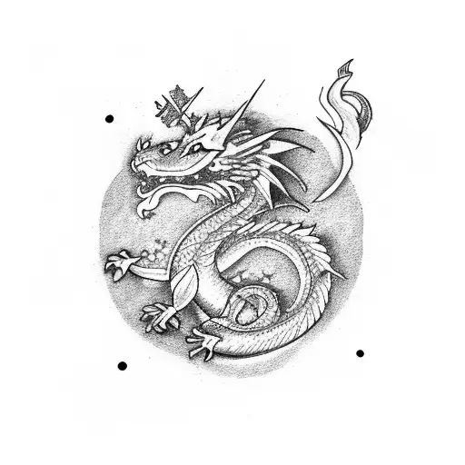 Dragon With Sagittarius Constellation